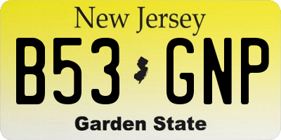 NJ license plate B53GNP
