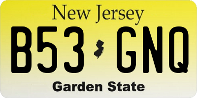 NJ license plate B53GNQ