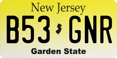 NJ license plate B53GNR