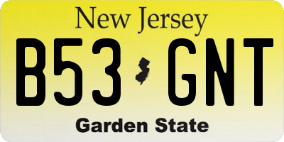 NJ license plate B53GNT