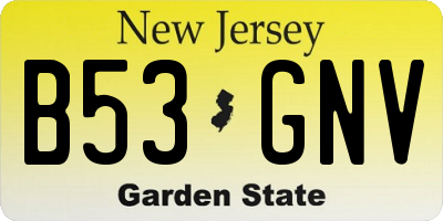 NJ license plate B53GNV