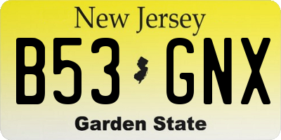 NJ license plate B53GNX
