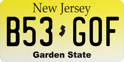 NJ license plate B53GOF