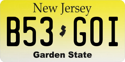 NJ license plate B53GOI