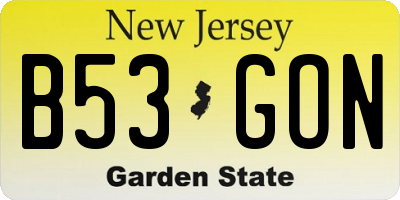 NJ license plate B53GON