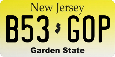 NJ license plate B53GOP
