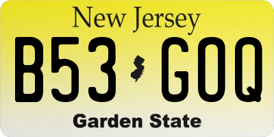 NJ license plate B53GOQ