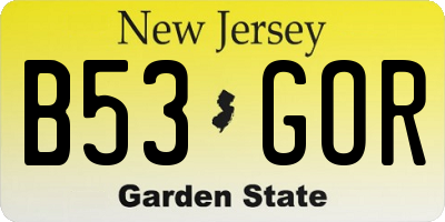 NJ license plate B53GOR