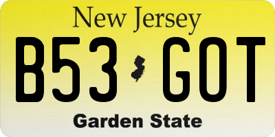 NJ license plate B53GOT