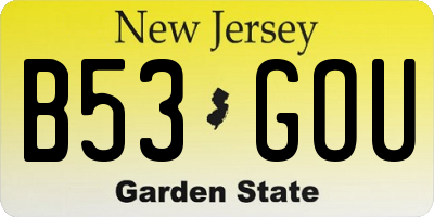 NJ license plate B53GOU