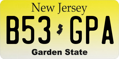 NJ license plate B53GPA