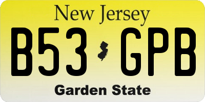 NJ license plate B53GPB