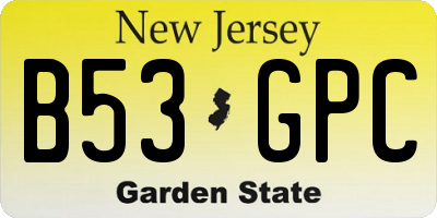 NJ license plate B53GPC