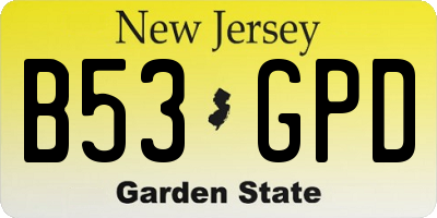 NJ license plate B53GPD