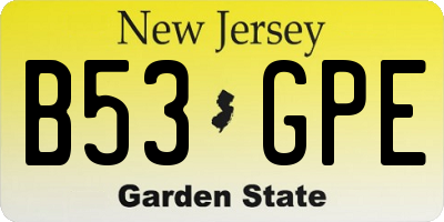 NJ license plate B53GPE