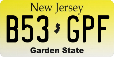 NJ license plate B53GPF