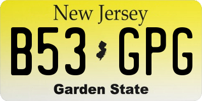 NJ license plate B53GPG