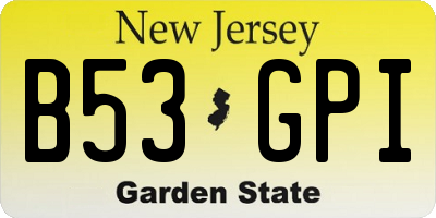NJ license plate B53GPI