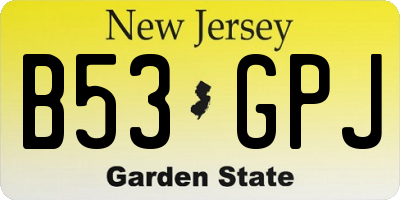NJ license plate B53GPJ