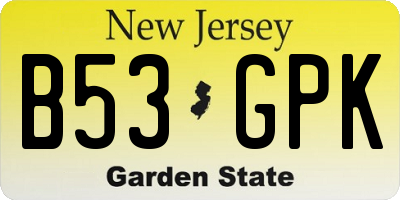 NJ license plate B53GPK