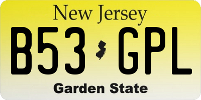 NJ license plate B53GPL