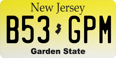 NJ license plate B53GPM