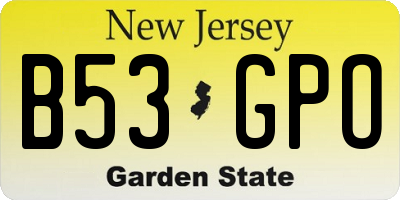 NJ license plate B53GPO