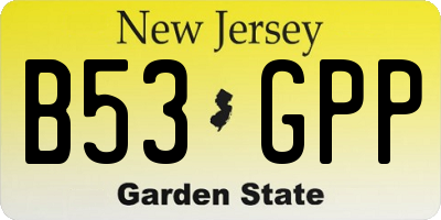 NJ license plate B53GPP