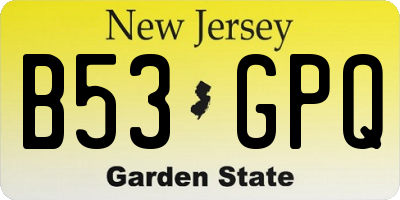 NJ license plate B53GPQ