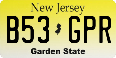 NJ license plate B53GPR