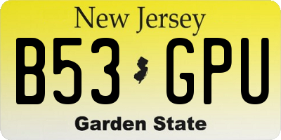 NJ license plate B53GPU