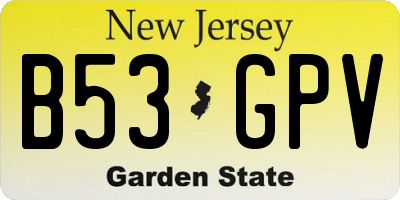 NJ license plate B53GPV