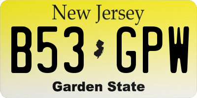 NJ license plate B53GPW