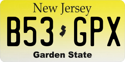 NJ license plate B53GPX