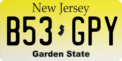 NJ license plate B53GPY