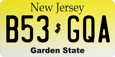 NJ license plate B53GQA