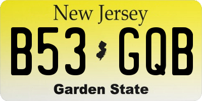 NJ license plate B53GQB