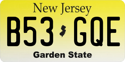 NJ license plate B53GQE