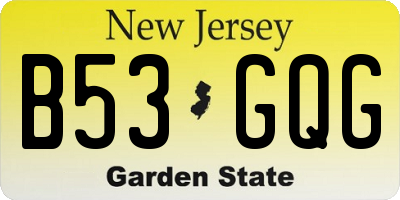 NJ license plate B53GQG