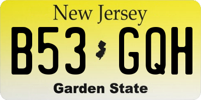 NJ license plate B53GQH