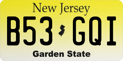 NJ license plate B53GQI
