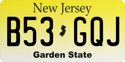 NJ license plate B53GQJ