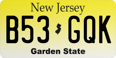 NJ license plate B53GQK