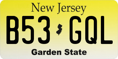 NJ license plate B53GQL