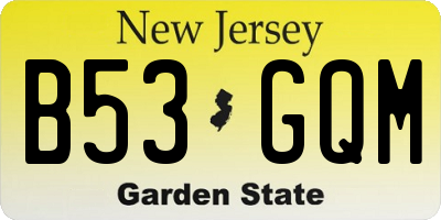 NJ license plate B53GQM