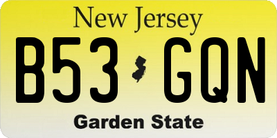 NJ license plate B53GQN