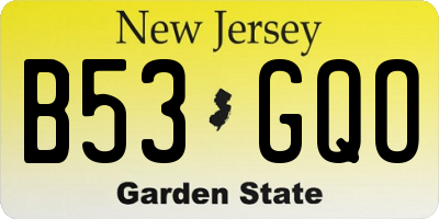 NJ license plate B53GQO