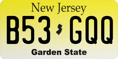 NJ license plate B53GQQ