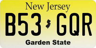 NJ license plate B53GQR
