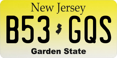 NJ license plate B53GQS